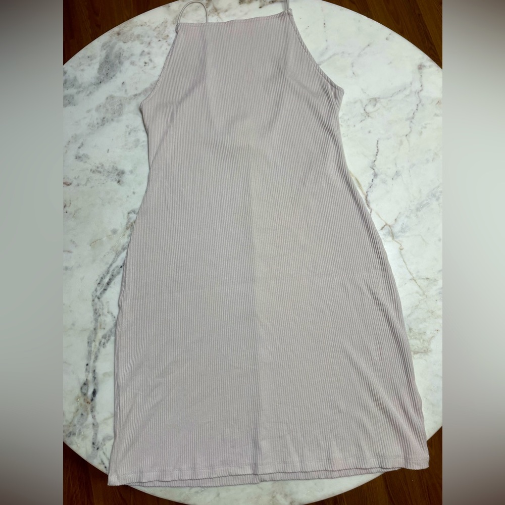 H&M beige ribbed dress, size L, new